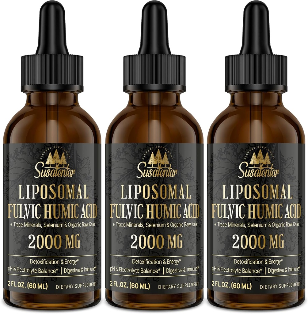 Trace Minerals Elektrolyte Tropfen 2000 MG | Flüssige Liposomal Fulvic Huminsäure Ergänzung | 85+ Spuren Mineralien | Hydration | Entgiftung | Energie | pH Balance | Verdauung | Immunität | 6 Oz