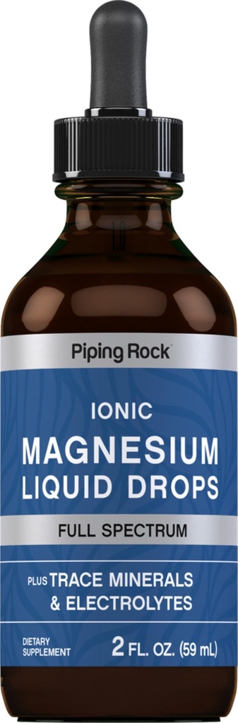 Piping Rock Ionic Magnesium Liquid Drops | 2 Fl Oz | Full Spectrum | Plus Trace Minerals & Electrolytes | Vegan, Non-GMO, Gluten Free