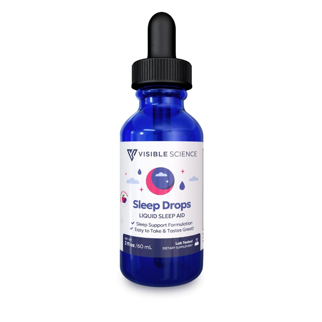 Sleep Drops – Berry Flavor Liquid Sleep Aid with Melatonin, L-Theanine & Botanicals – Fast-Acting Natural Sleep Support – Alcohol-Free – 2 fl oz (60 mL)