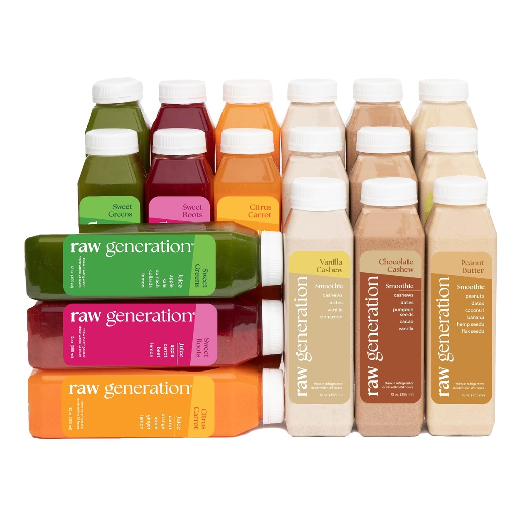 Raw Generation Protein Juice Cleanse (3-Day) – Juice & Smoothie Cleanse for Lean Muscle and Weight Loss | Workout Support, Reduced Bloating & Energy Boost