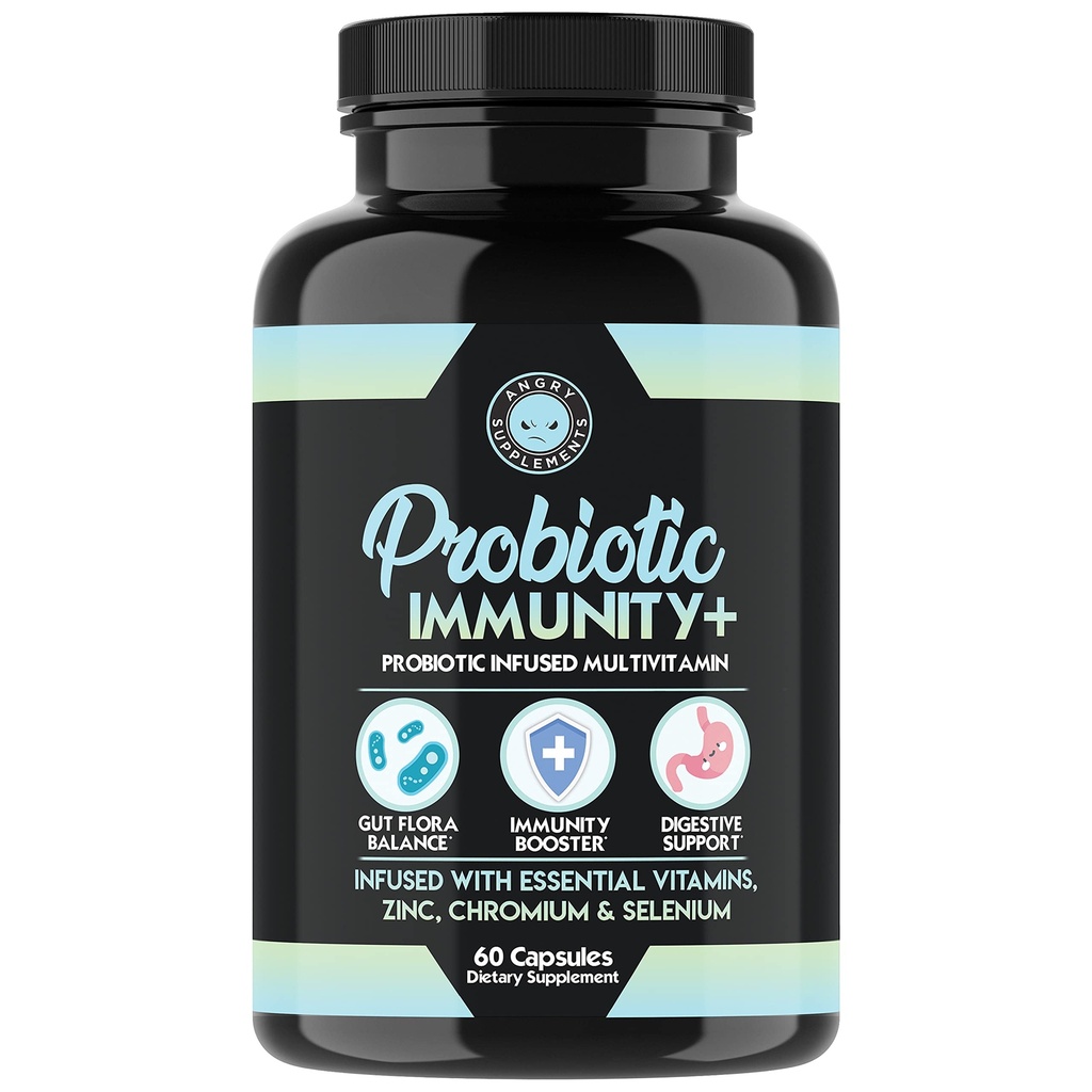 Probiotic Immunity Supplement – Probiotic Infused Multi-Vitamin with Zinc, Chromium, Selenium & Essential Vitamins – Supports Healthy Gut Flora, Digestive Health, and Immune System (1-Bottle)