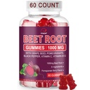Beet Root Gummies, 1000mg, Nitric Oxide Supplement with Grape Seed, Pomegranate, Black Pepper, Vitamin C, B12 for Blood Flow & Highest Absorption-60 Count
