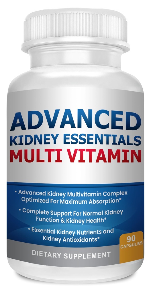 Advanced Kidney Essentials Multivitamin. Kidney Support Supplement for Complete Kidney Health. Kidney Health Supplement with Renal Vitamins 90 Caps