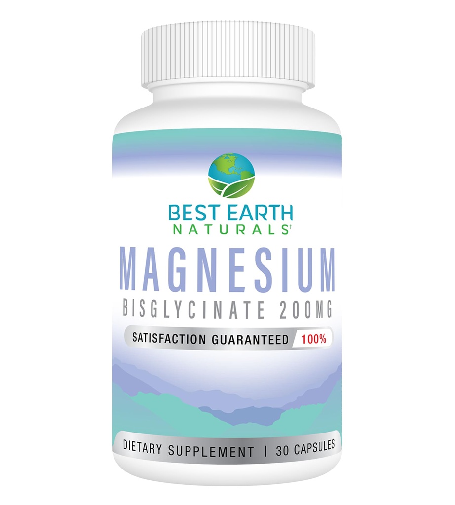 Best Earth Naturals Magnesium Bisglycinate 200 mg Vegan Formula for Joint, Digestion, and Rest Support 30 Count