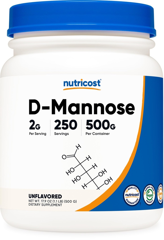 Nutricost D-Mannose Pulver 500 Gramm (250 Portionen) - Vegan, Non-GMO und Glutenfrei
