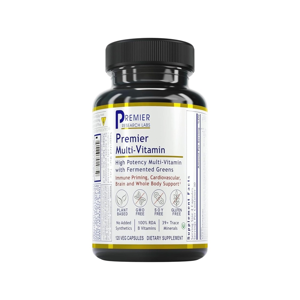 Premier Research Labs Multi-Vitamin - Immune, Gehirn & Herz Unterstützung | mit Präbiotika und Postbiotika | Vegan Kapseln für Männer & Frauen. Gluten- und Sojafrei - 120 pflanzen-Sourced Kapseln