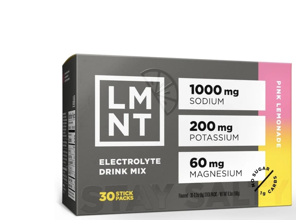 LMNT Zero Sugar Electrolytes - | Drink Mix | 30- Count Pink Lemonade (30 count, Pink Lemonade)