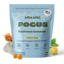 Focus Mushroom Gummies, Boost Brain Health, Productivity, Mental Clarity, Sugar-Free, Gluten-Free, Vegan with Lion’s Mane, Cordyceps, Green Tea & Multivitamin, Citrus Flavor, 60 Count