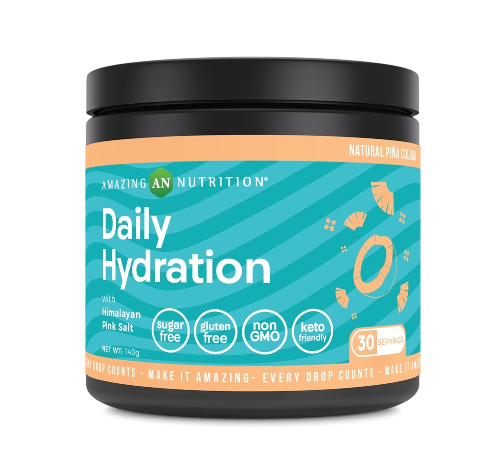 Amazing Nutrition Daily Hydration, Electrolyte Powder 30 Servings | Packed with Essential Minerals | Sugar-Free | Keto Friendly | Non-GMO | Gluten-Free (Natural Pina Colada)