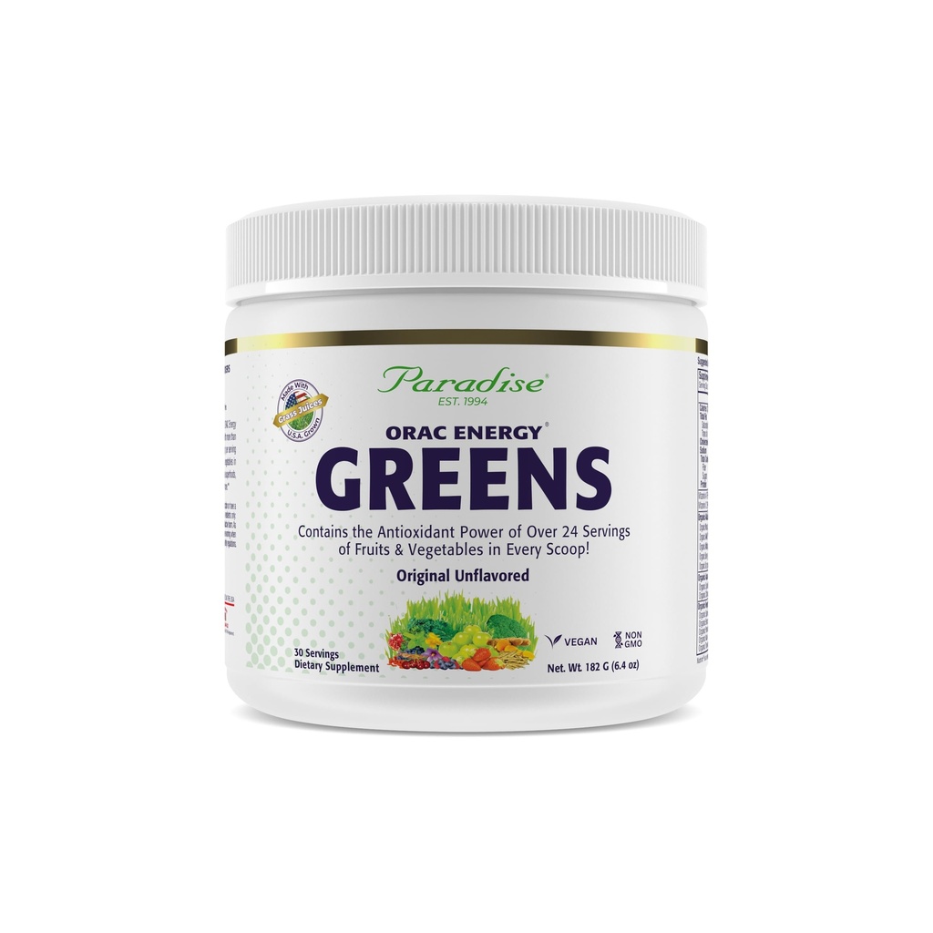 Paradies, ORAC Energy Greens Powder Extract, Super Antioxidantien, Probiotika für Gut Gesundheit & Verdauung, Vitamin C für Immunität, mit Spirulina & Chlorella, Non-GMO, Glutenfrei, 30 Portionen