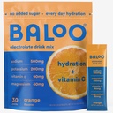 Baloo Electrolytes Powder Packets - No Added Sugar - Hydration Packets with Real Fruit & Unrefined Sea Salt - Powered by Magnesium, Potassium & VIT C for Daily Clean Hydration - Orange - 30ct