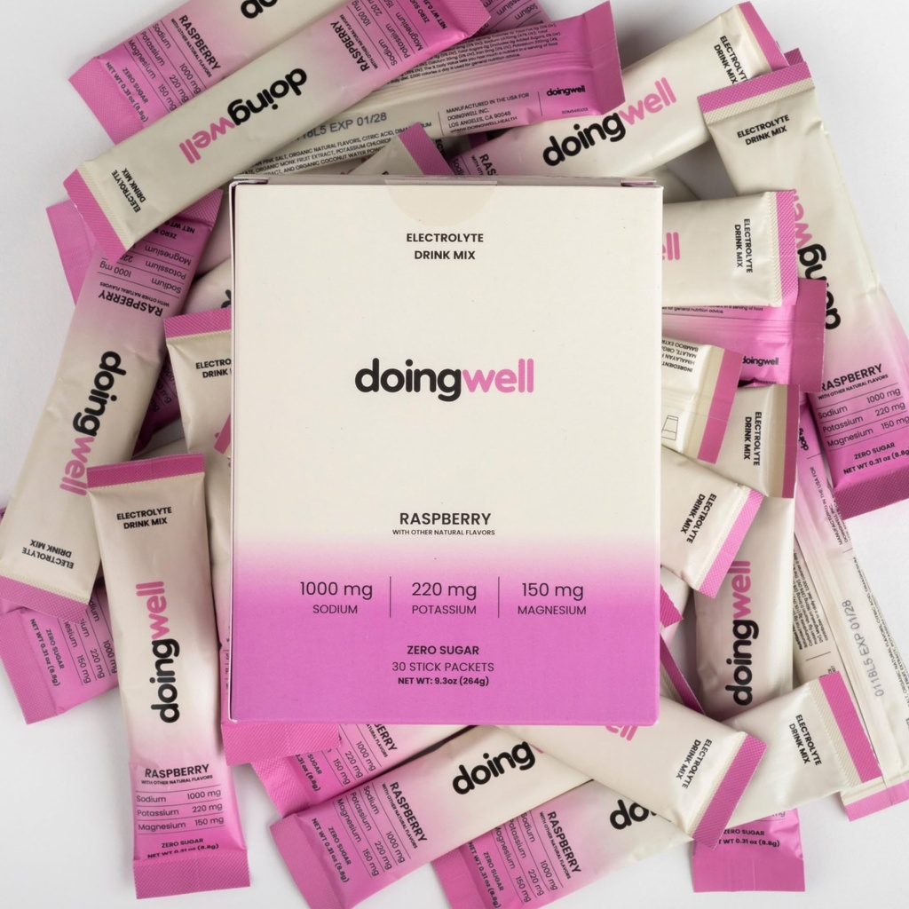 doingwell Raspberry Electrolyte Packets Sugar Free, Hydration Packets, Electrolytes Powder Packets with Sodium Potassium Magnesium, Electrolytes Powder No Sugar, Keto Vegan, 30 Hydration Sticks