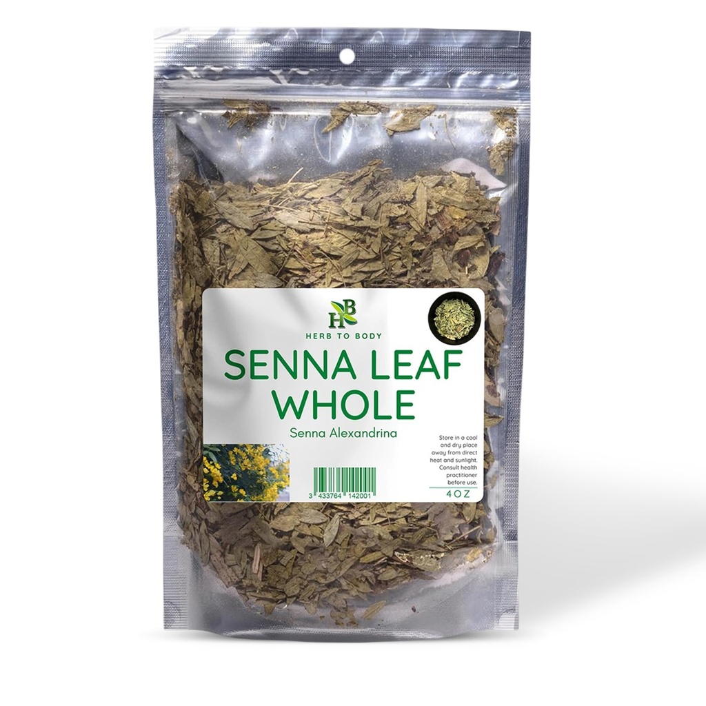 Herb To Body Senna Leaf Whole – 4 oz, Wildcrafted Dried Leaves for Senna Tea, Herbal Laxative for Natural Elimination & Gut Wellness Uses