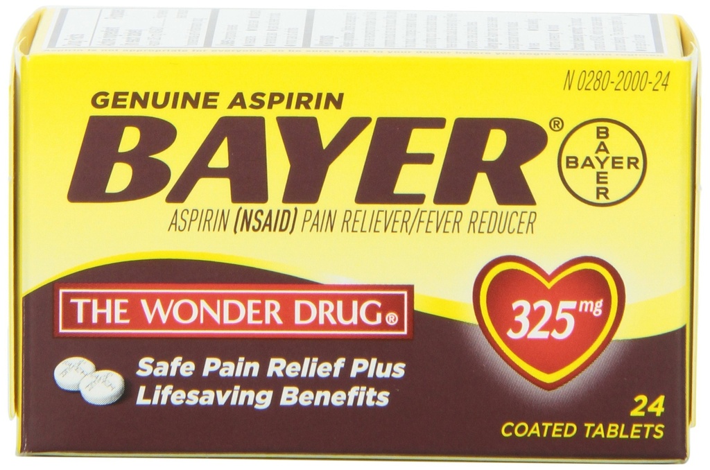 Bayer Genuine Aspirin Tablets, 325 mg, 24 count (Pack of 6)
