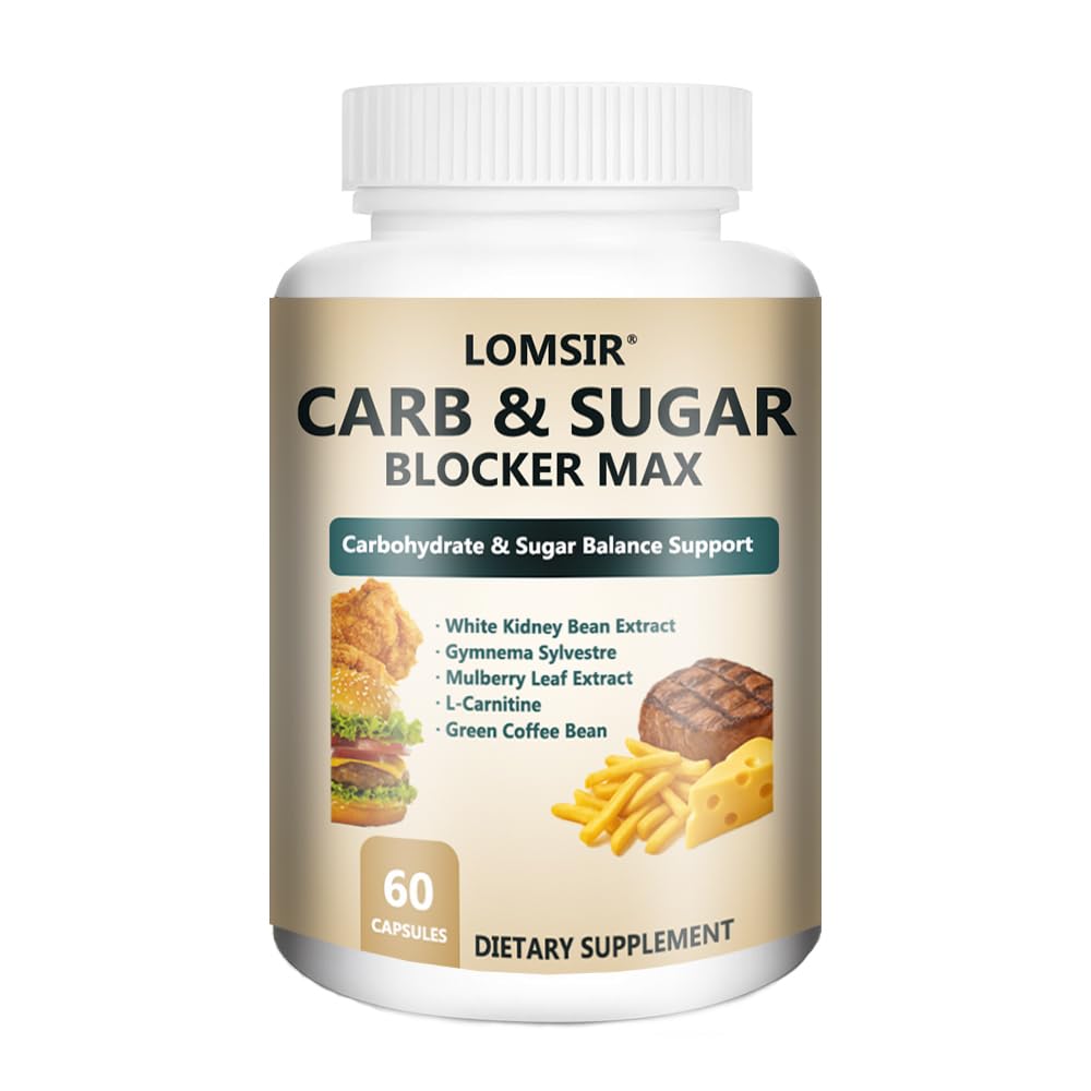 Carb and Sugar Blocker Max with White Kidney Bean Extract Gymnema Sylvestre Mulberry Leaf Extract L-Carnitine Carbohydrate & Sugar Balance Support Suitable for Men and Women - 60 Capsules