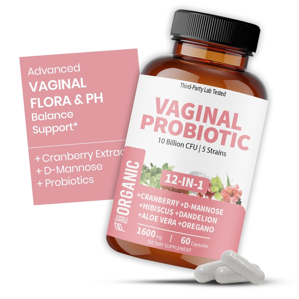 Women’s Vaginal Microflora Probiotic Complex | Everyday Freshness & Comfort Formula | 12-in-1 Blend with Cranberry, D-Mannose & Hibiscus | Third-Party Tested, cGMP Facility, Vegan, Non-GMO, 60 Caps