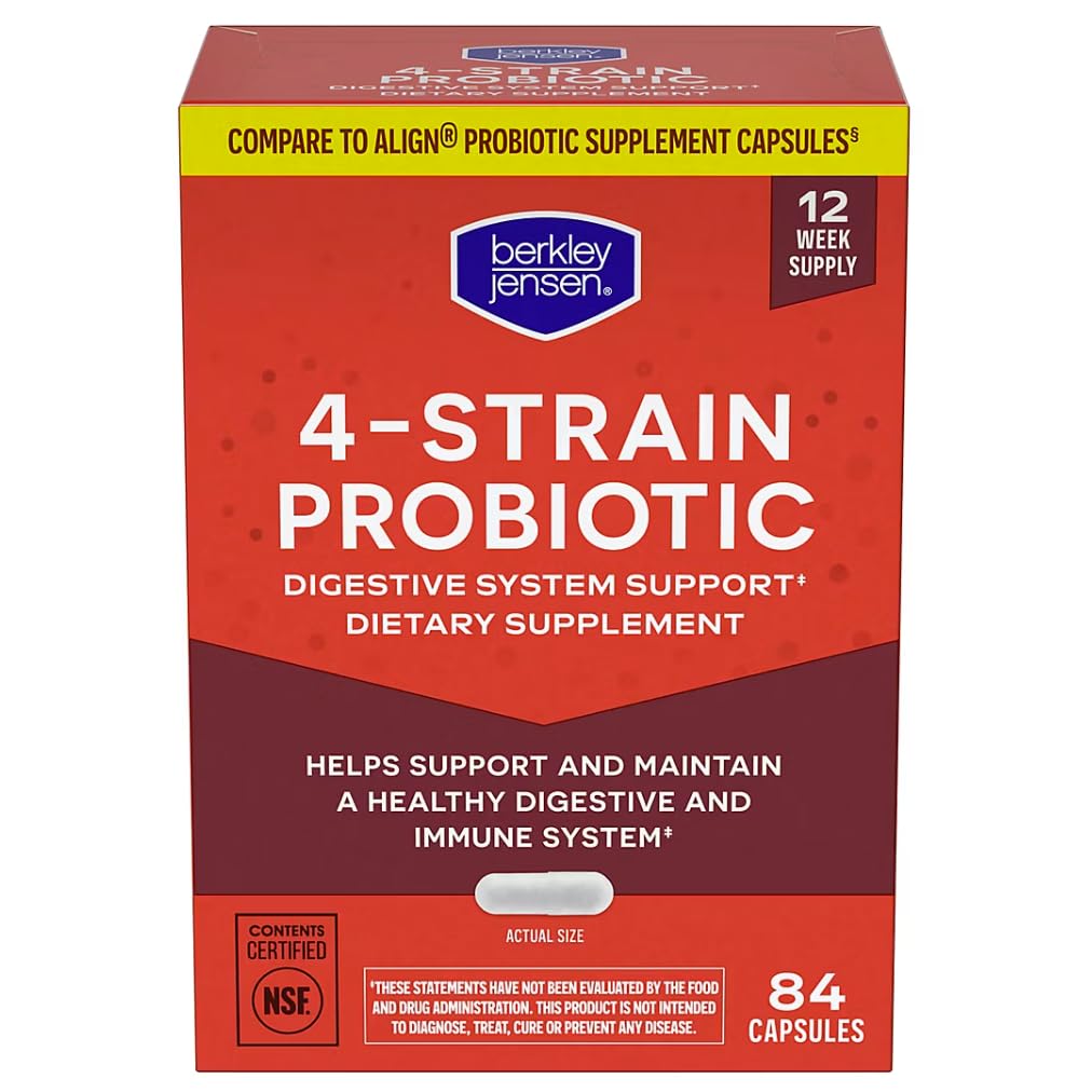berkley jensen Probiotic Digestive System Support Capsules, 84 Count (Pack of 1)