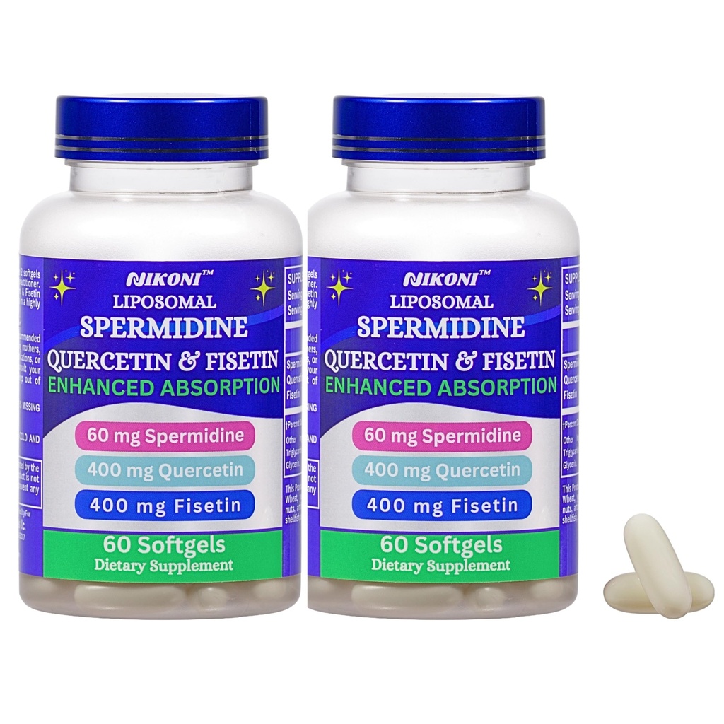 Liposomal Spermidine, Quercetin, Fisetin 860mg Supplement for Healthy Aging, Cellular Renewal, Cognitive Function 120 Softgelss