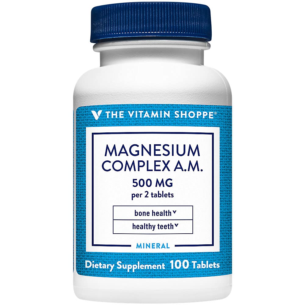 The Vitamin Shoppe Magnesium 500MG - Muscle Relaxation, Bone Health & Energy Production Support, Daily Mineral (100 Tablets)