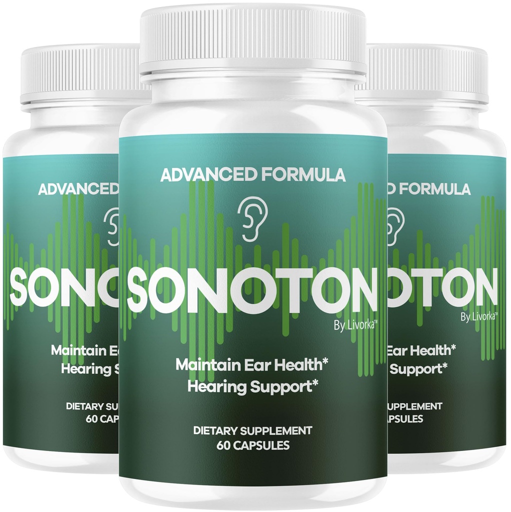 (3 Pack) Sonoton Capsules - Official Sonoton Ear Health Support Pills Premium Advanced Formula All Natural Supplement Multivitamin for Overall Ear & Hearing Wellness, 180 Capsules for 3 Months