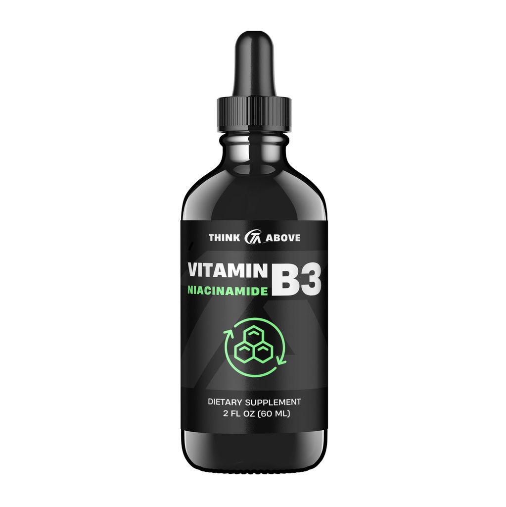 Vitamin B3 Niacinamid Flüssigkeit - Non Flush Form von B3 Niacin - Günstig Vitamin B3 Niacinamid Tropfen für Frauen und Männer - einfach zu Swallow 2oz (60ml)