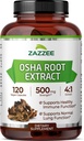 Zazzee OSHA Wurzel 4:1 Extrakt, 500 mg Stärke, 120 Vegan Kapseln, 4 Monate Versorgung, Konzentriert und Standardisiert 4X Extrakt, 100% Vegetarisch, Ligusticum porteri, All-Natural und Non-GMO