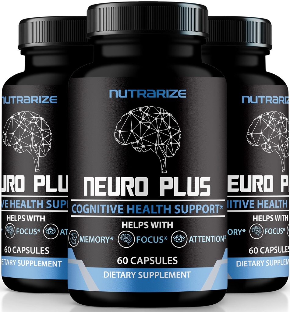 (3 Pack) Neuro Plus Capsules, Official Formula to Support Balanced Health & Wellness, All Natural Pills for Memory and Focus, Premium Neuro+ Review (180 Capsules)