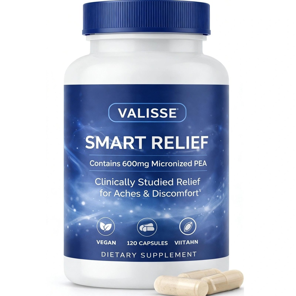 Valisse Smart Relief 600mg Pea Nerve & Joint Support Support – Immune Balance, Nerve Calm & Joint Mobility – Vegan, Non-GMO, Gluten-Free, 120 Count