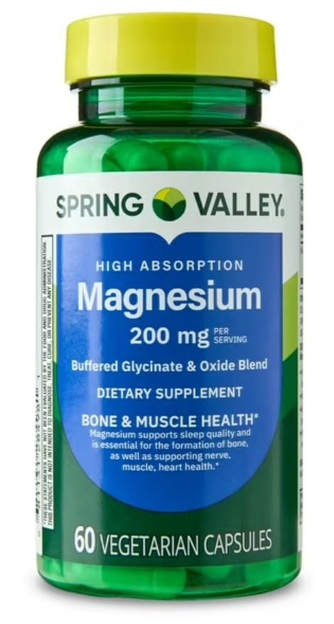 H4U Magnesium Glycinate & Oxide Blend 200 mg – High Absorption Magnesium Supplement – Supports Relaxation, Muscle & Bone Health – 60 Veg Capsules