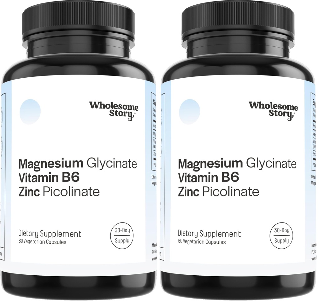 Zinc Picolinate, Magnesium Glycinate Supplements with P5P Vitamin B6 | Magnesium and Zinc Vitamin | Reproductive & Fertility Health, Hormone Balance, Immune System Support | 30 Day Supply (Pack of 2)