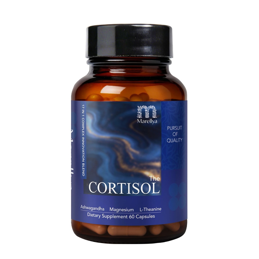 Cortisol Supplement for Women & Men - 20:1 Extract Ashwagandha, L-Theanine & Magnesium – Supports Healthy Cortisol Levels, Stress Relief & Sleep - 60 Vegetarian Capsules