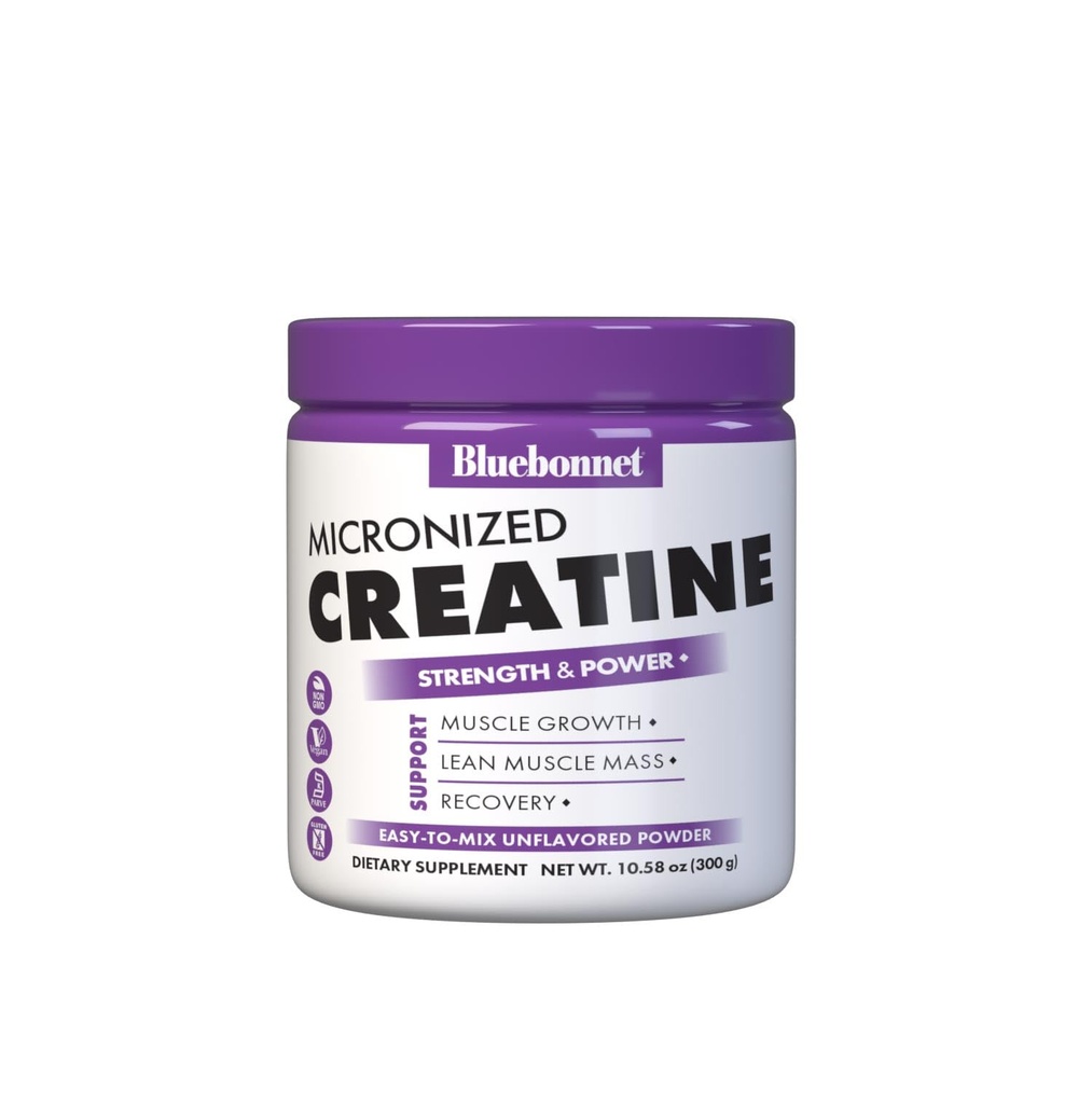 BlueBonnet Nutrition Micronized Creatine Monohydrate 5 g – Supports Lean Muscle Mass* - Non-GMO, Vegan, Kosher Certified, Gluten-Free, Soy-Free, Milk-Free – Unflavored, 10.58 OZ, 60 Servings