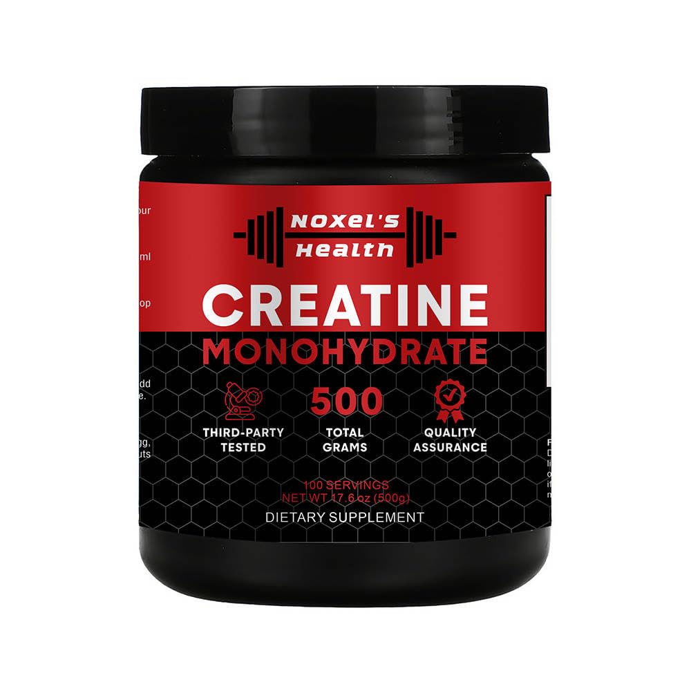 Creatine Monohydrate Powder - 100 Servings (5g) of Noxel's Health Micronized Creatine Powder per Serving, Creatine Pre Workout, Creatine for Building Muscle, Creatine Monohydrate 500g (1.1 lbs)