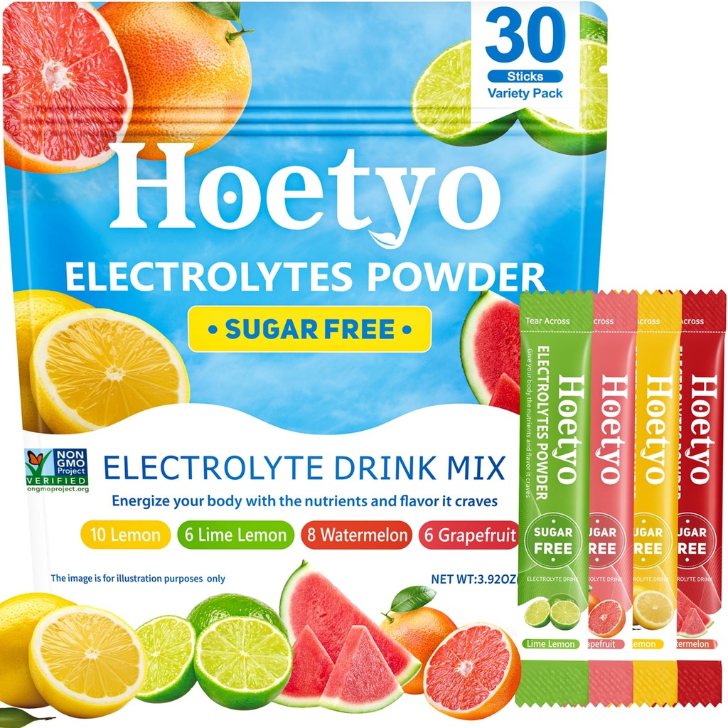 Electrolytes Powder Packets - Sugar Free Electrolyte Powder Drink Mix - 30 Sticks Daily Rapid Hydration Packets for Sports & Dehydration - Variety Pack of Summer Flavors, Keto Friendly, Vegan, Non-GMO