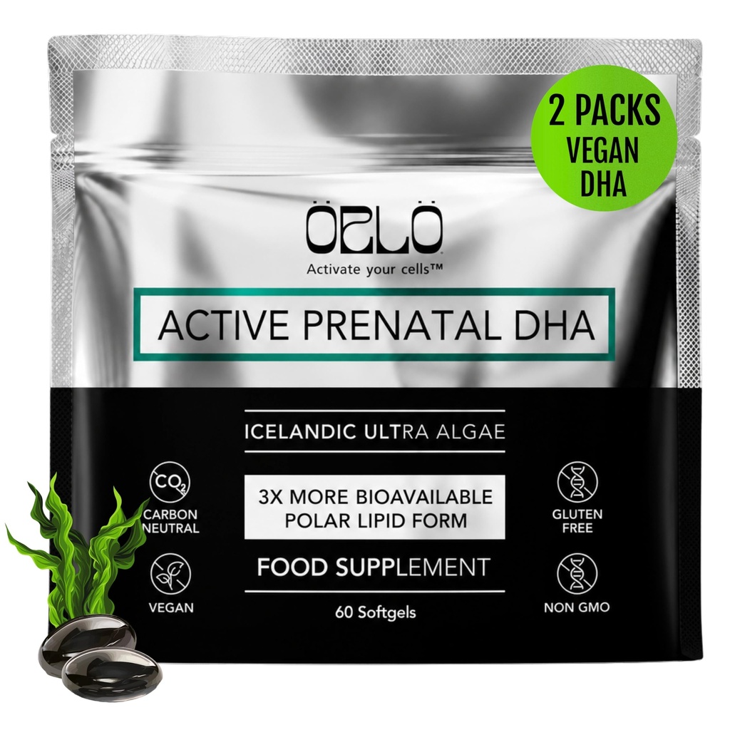 Orlo PRENATAL DHA - Prenatal DHA Omega 3 Supplement - Dreifache Stärke Omega3s - Vegan DHA & EPA Algae Omega-3 Öl - unterstützt Gehirnentwicklung während Schwangerschaft & Lactation (120 Mini Softgels)