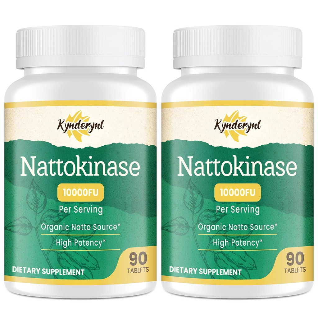 Nattokinase Supplement 10000FU – Organic Natto Enzyme 500mg for Circulatory Wellness, Enteric-Coated Tablets Aiding Digestion & Assisting Absorption, Vegan, 90 Tablets (90-Day Supply) -2P