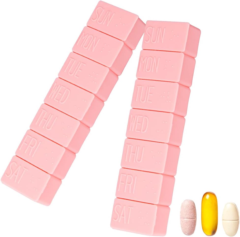Sanderala 2Pack Wöchentliche Pille Organizer, extra große 7 Tage Pillen-Fälle, Tägliche Pille Box für Fischöl, Calcium Tabletten Ergänzungen und andere Vitamin Pillen