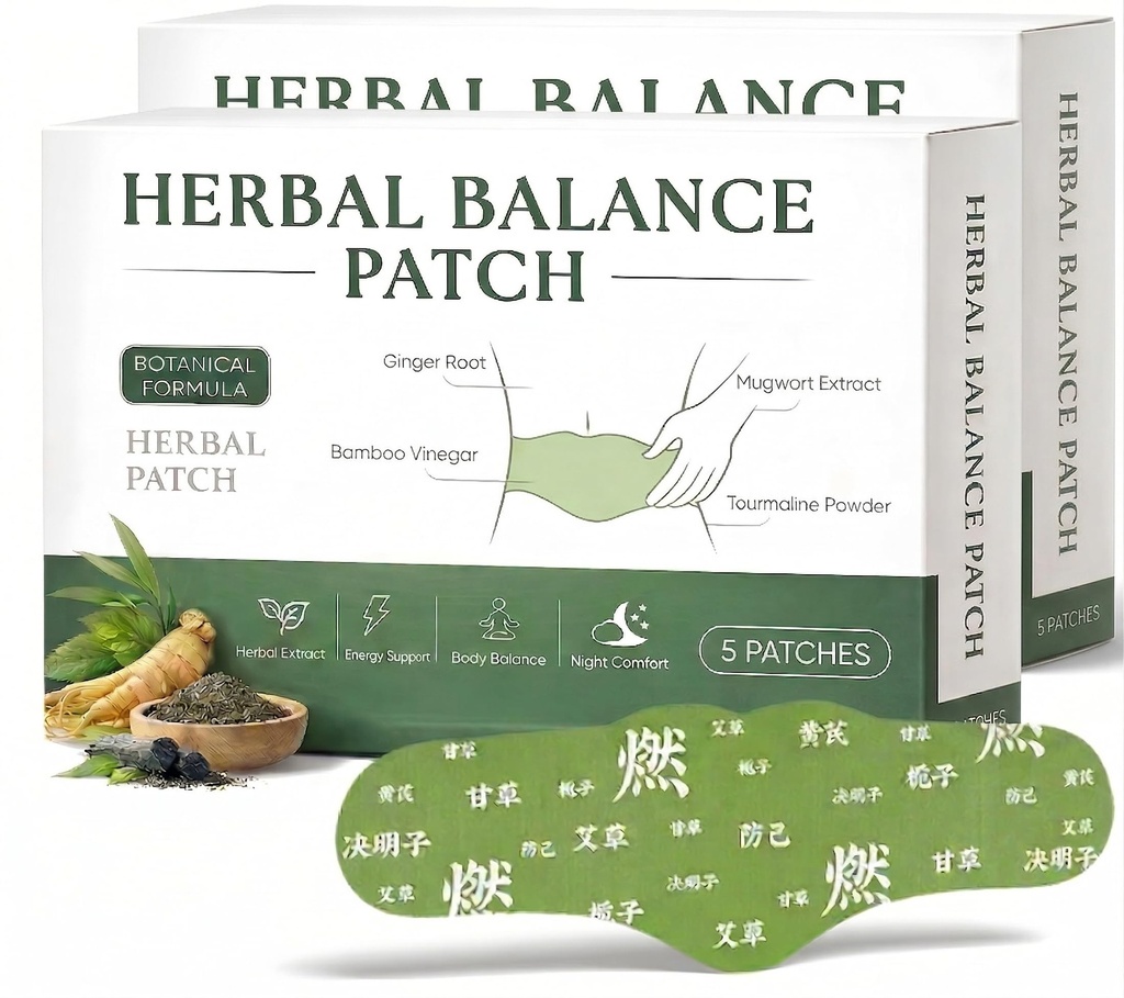 Japanese Herbal Balance Patch - Snatch Patches with Mugwort, Ginger, Angelica, Astragalus & Lotus Leaf - Supports Waist Comfort & Smoother Appearance, Daily Body Care, 2 Boxes
