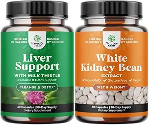 Bundle of Milk Thistle Liver Support Supplement und White Kidney Bean Energy Booster - Herbal Liver Supplement mit Silymarin Milk Thistle - Natürliche Energie Pillen und White Bean Extract Ergänzungen