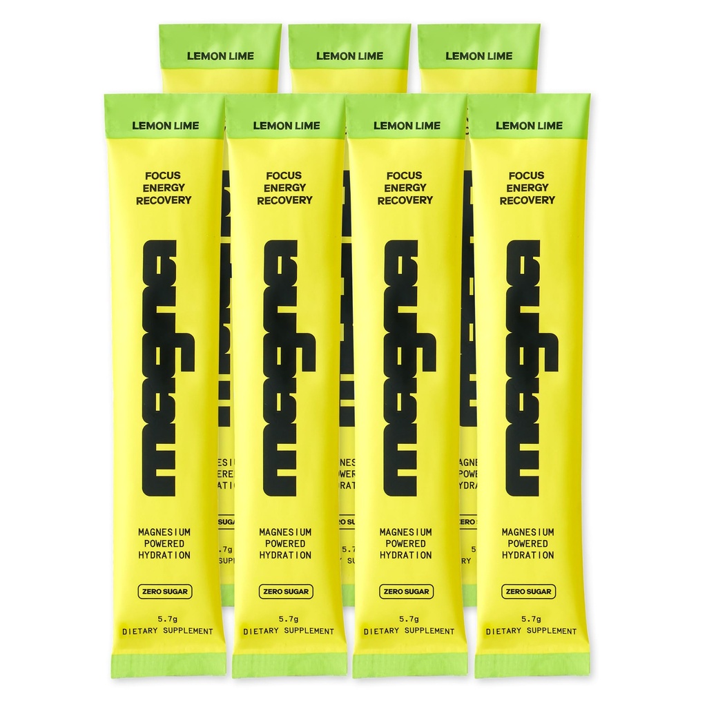 MAGNA Electrolytes Powder Drink Mix for Hydration, Energy & Focus Support with Magnesium L Threonate (7 Servings, Lemon Lime)