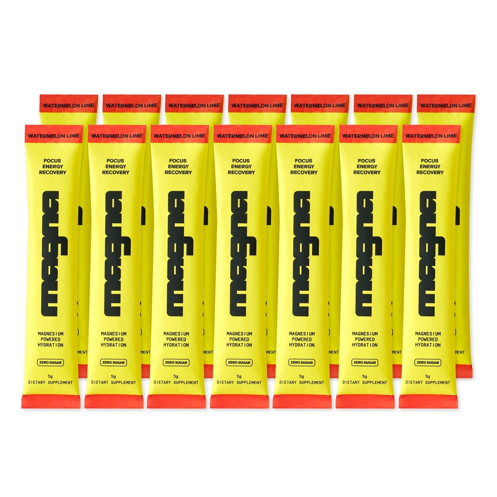 MAGNA Electrolytes Powder Drink Mix for Hydration, Energy & Focus Support with Magnesium L Threonate (14 Servings, Watermelon Lime)