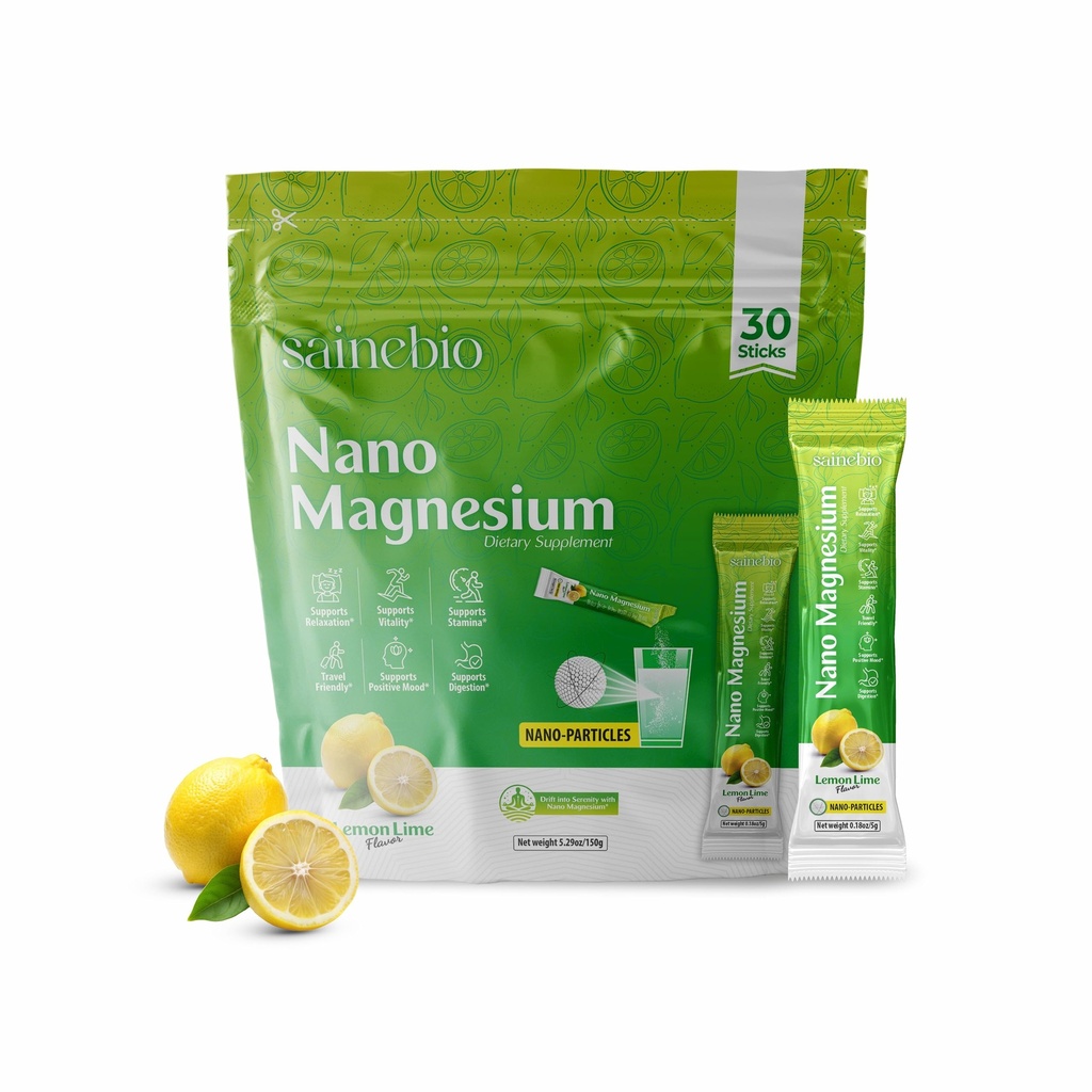Nano Magnesium Powder – Lemon Lime Flavour | Magnesium Drink with High Absorption Magnesium | Relaxation, Energy, Recovery & Hydration Support | 1 Pack (30 Sachets)