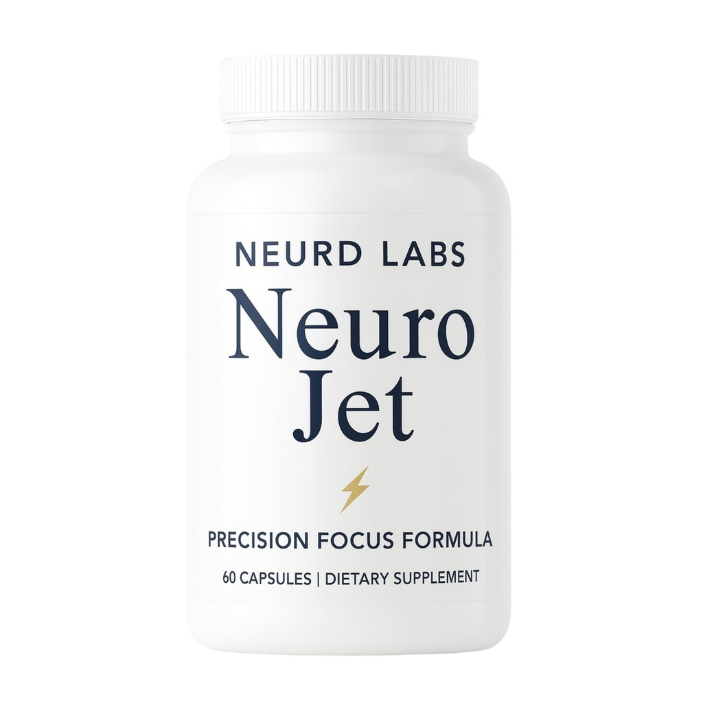 Neuro Jet Nootropic Supplement – Brain Boosting Capsules with Bacopa, L-Tyrosine, Green Tea & GABA – Focus, Energy, Memory & Mental Clarity Support – 60 Veggie Capsules