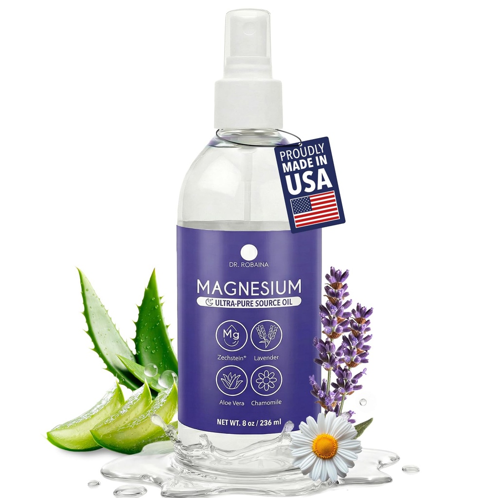 Dr. Robaina Lavender Magnesium Oil Spray – Zechstein Magnesium Chloride with Lavender Essential Oil for Sleep, Relaxation & Feet, 8 oz