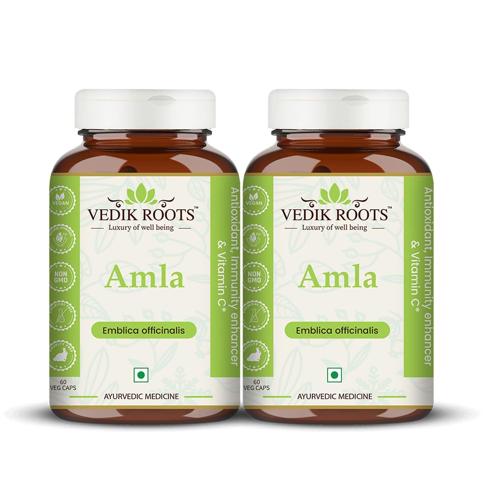 Amla Capsules 60_ Organic Antioxidant Immunity Enhancer Natural Source of Vitamin C and Hair Growth Herbal Supplements (Pack of 2)