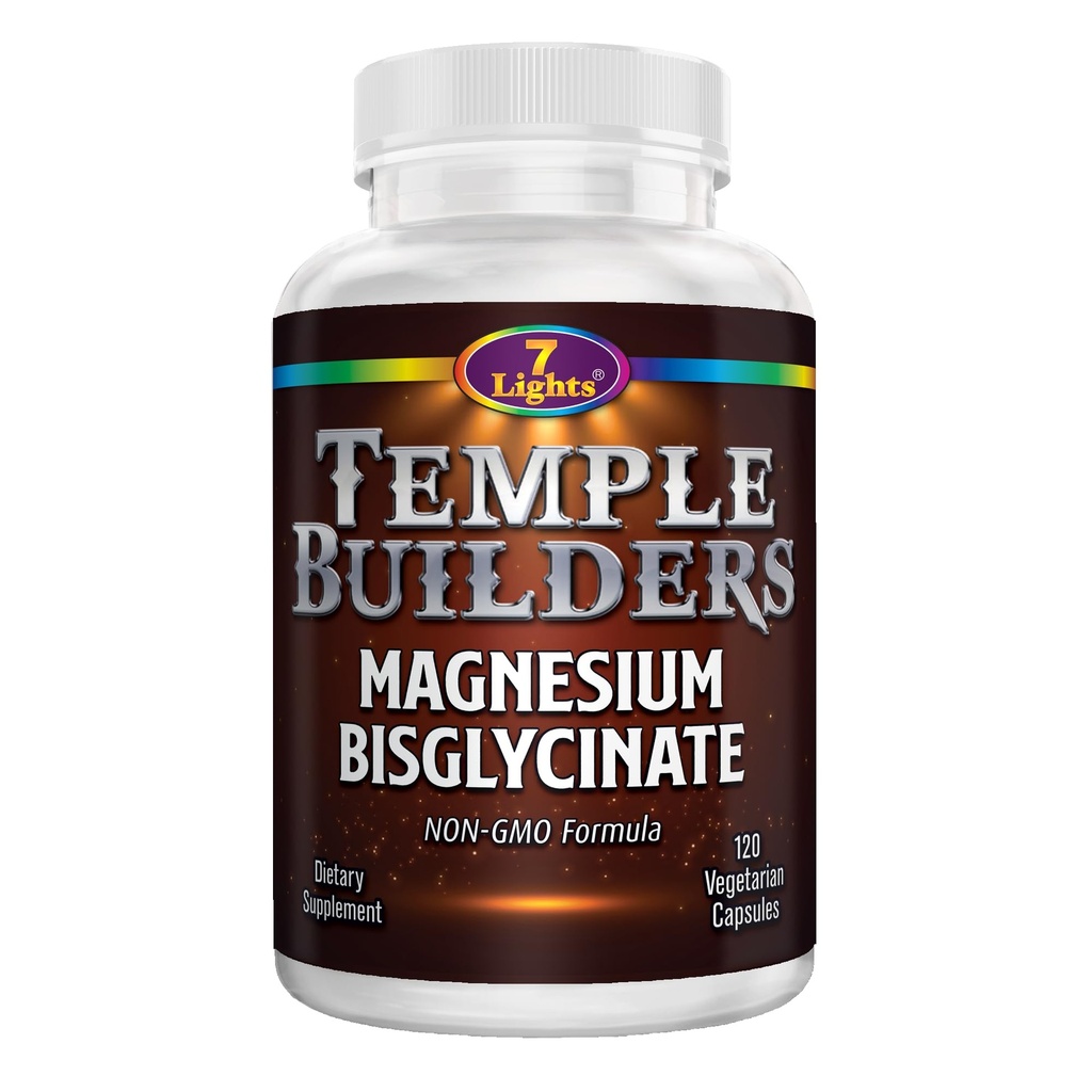 Magnesium Bisglycinate 200mg – High Absorption, Gentle on Stomach – Chelated Magnesium Glycinate for Sleep, Stress, Muscle Relaxation & Heart Health – Non-GMO, Vegan, 120 Capsules – 7 Lights Nutrition
