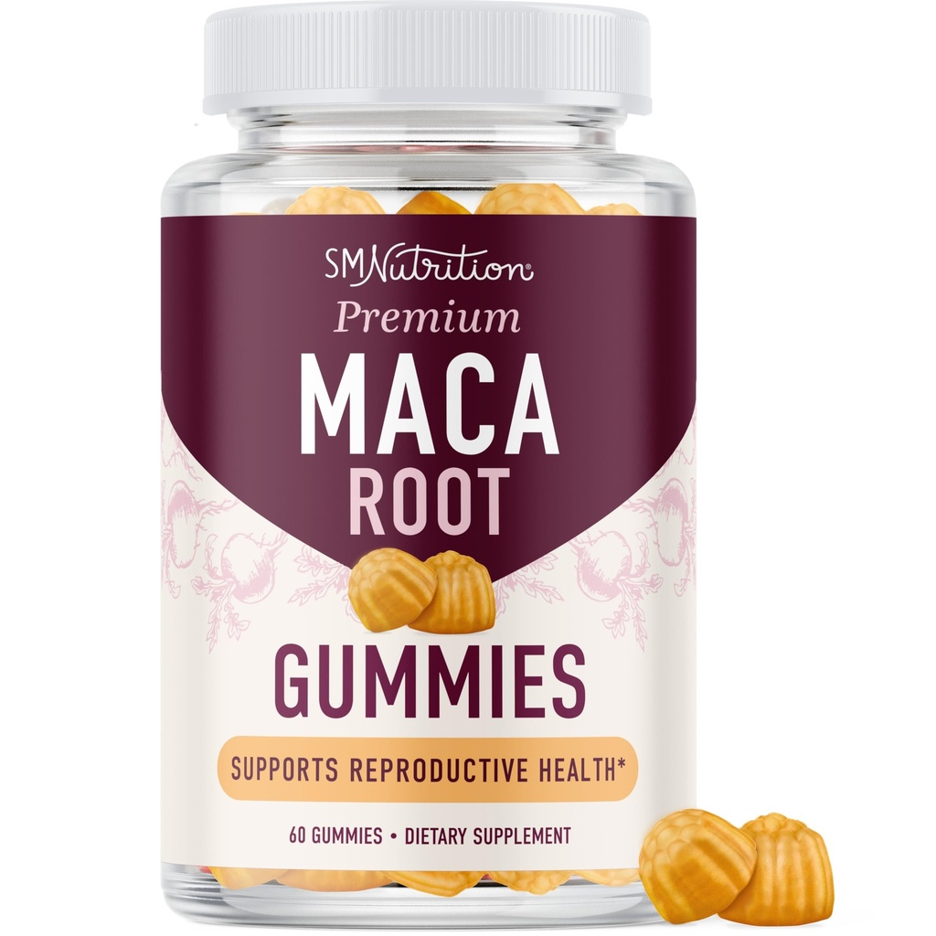 Maca Root Gummies | Drive, Performance & Energy Support | High-Concentration 4:1 Extract | Hormone Balance for Women | Delicious Peach Flavor | Vegan, Non-GMO & Third-Party Tested | 60 Maca Gummies