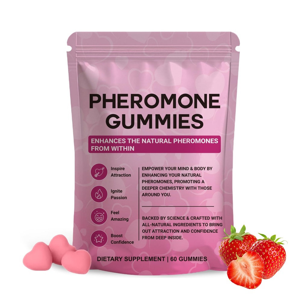 Pheromone Gummies for Women, Charisma & Confidence & Social Vibe,with Maca,Beetroot,Fenugreek,Slippery Elm,Parsley & L-Arginine, Sugar Free,Strawberry Flavor