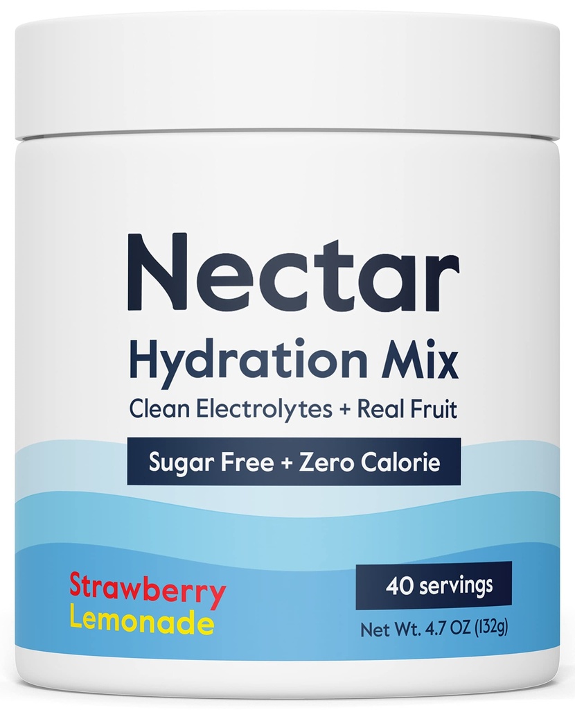 Nectar Sugar Free Electrolytes Powder - Organic Fruit No Sugar oder Calories - Hydration Powder for Dehydration Relief and Rehydration - Keto und Paleo (Strawberry Lemonade 40 Servierwanne)