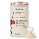 Collagen Peptides Type 1 & 3 + Whey Isolate Protein + Creatine Monohydrate - Unflavored - For Women & Men - 3 Ingredients, 3-in-1 Skin & Joint, Muscle, Brain Support - Daily Essential Supplement